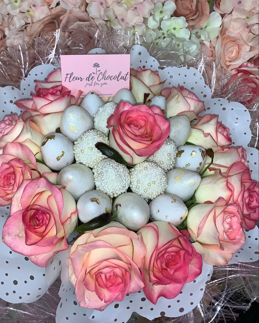 Fleur de Chocolat Blumenstrauß mit Schokoladenerdbeeren